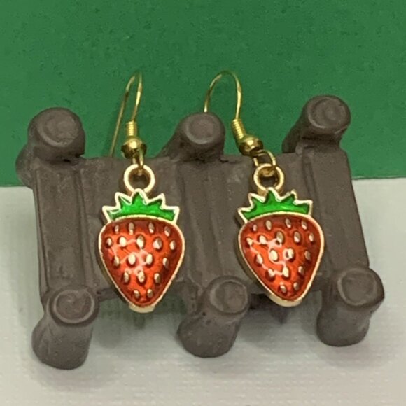 Strawberry Earring, Fruit Earring, Funny Food Earring, Berry Earring, Gift … - Picture 4 of 4